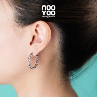 NooYoo ต่างหูสำหรับผิวแพ้ง่าย Twisties Hoops Surgical Steel (สีขาว/สีทอง)