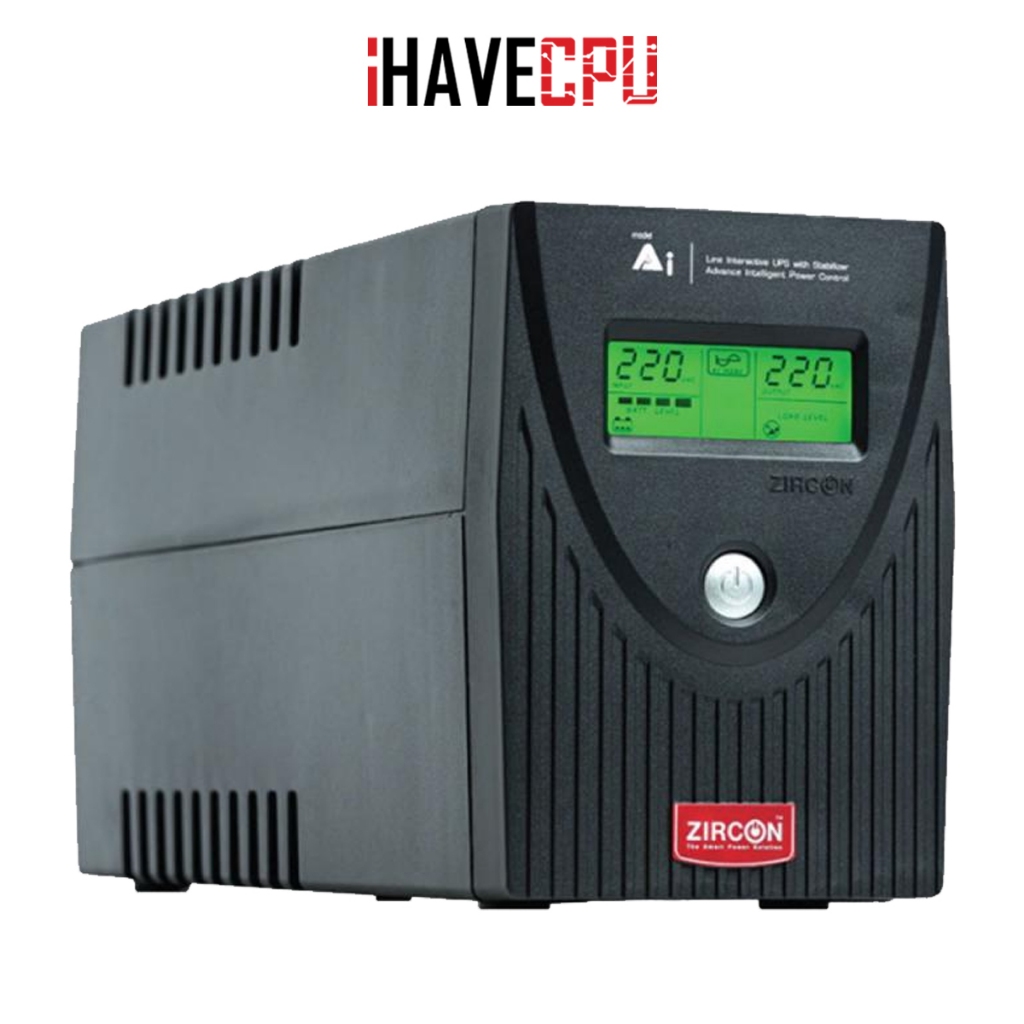 อุปกรณ์สำรองไฟ (ups) iHAVECPU ZIRCON AI-Plus 1000VA/630W BLACK