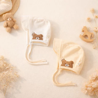 หมวกเด็กขนาดเล็ก อายุ 0-24 เดือน สำหรับฤดูใบไม้ผลิและใบไม้ร่วง แบบ lace-up ป้องกันแสงแดดและลม