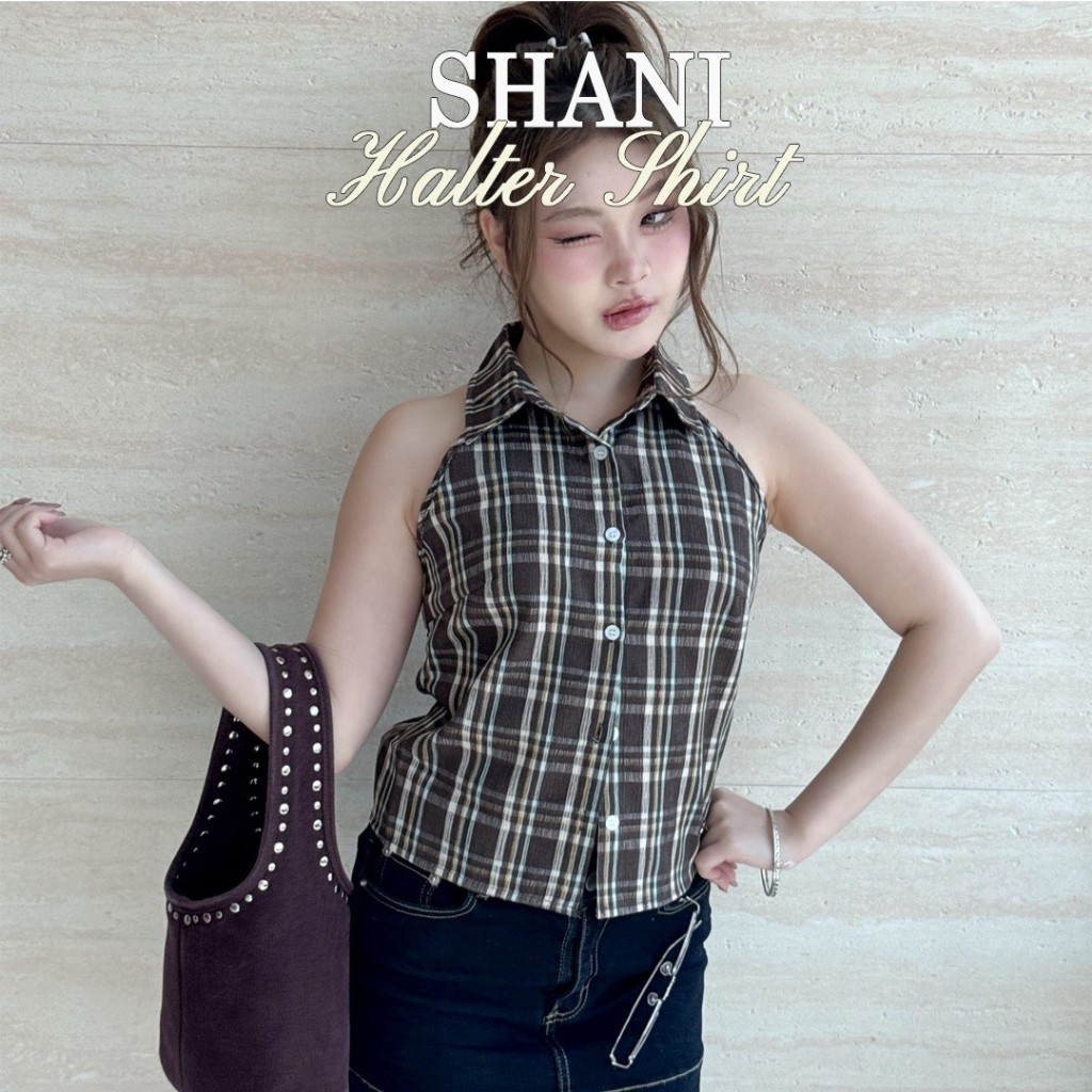 Choosedress A4674 Shani Halter Shirt เสื้อเชิ้ตเเขนกุดคอปกทรงเข้ารูป