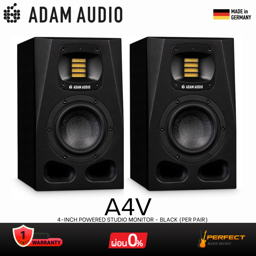 ลำโพงมอนิเตอร์  ADAM Audio A4V 4-inch Powered Studio Monitor - Black (Per Pair) * กรุณาสอบถามก่อนสั่