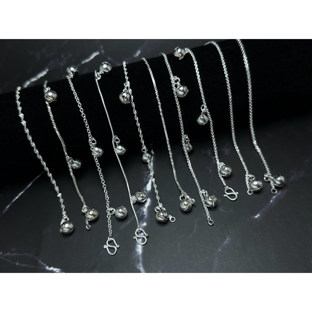 สร้อยข้อเท้าเงินของผู้ใหญ่ ไซส์ 8, 9 , 10 นิ้ว