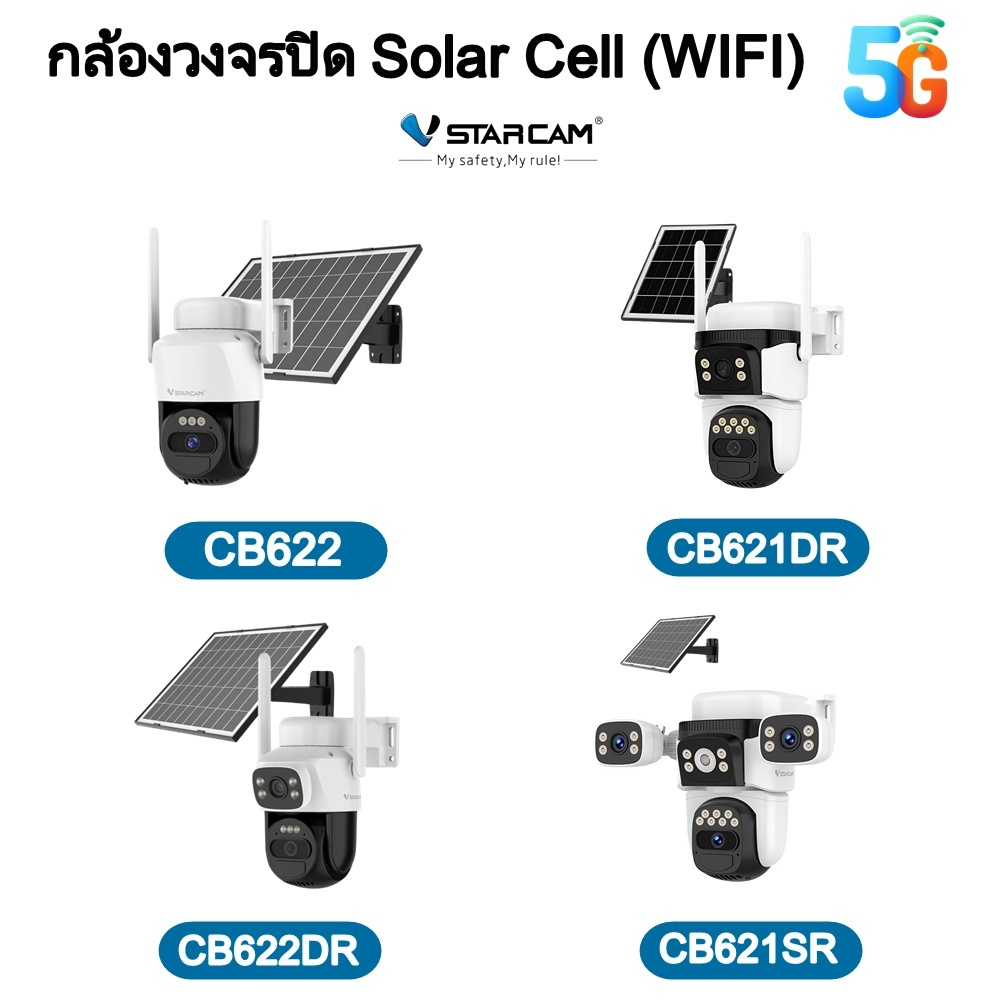 Vstarcam กล้องวงจรปิดโซล่าเซลแบบไวไฟ รุ่นรุ่นCB622/CB621DR/CB622DR/CB621SR พร้อมแผงโซล่าเซล