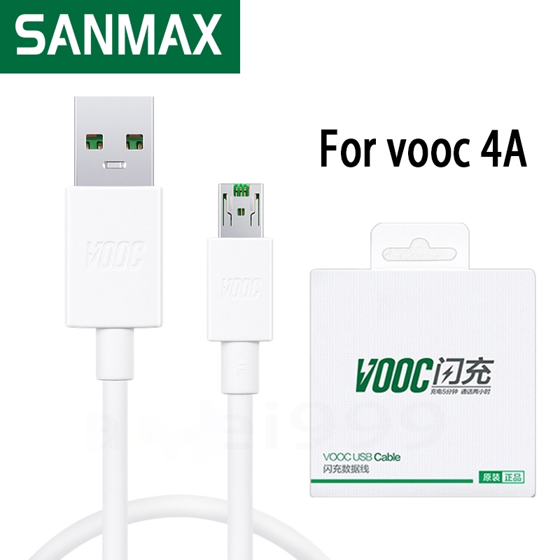 (รับประกันหนึ่งปี) sanmax สายชาร์จ micro 5V 4A vooc fastcharge หัวชาร์จ18w ชาร์จเร็ว สำหรับ oppo Android
