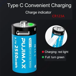 PUJIMAX ถ่านชาร์จ 3.7V CR123A 2550mWh ราคา1ก้อน/1PCS แถมสายชาร์จให้