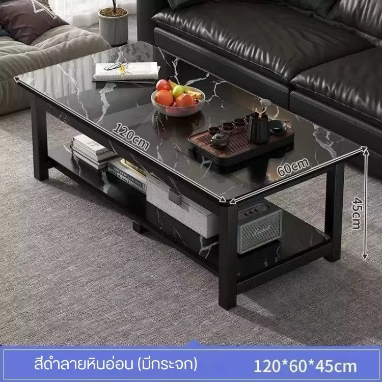 โต๊ะกลางหินอ่อน ขาเหล็กสีทอง 2 ชั้น สไตล์โมเดิร์นมินิมอล thumbnail 9