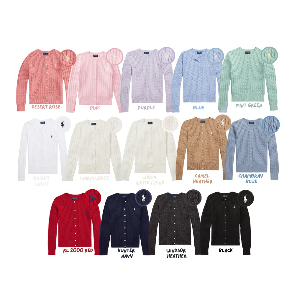 มีสีใหม่✨คาร์ดิแกน polo ralphlauren | mini-cable cotton cardigan | ของแท้ 100% 🇺🇸