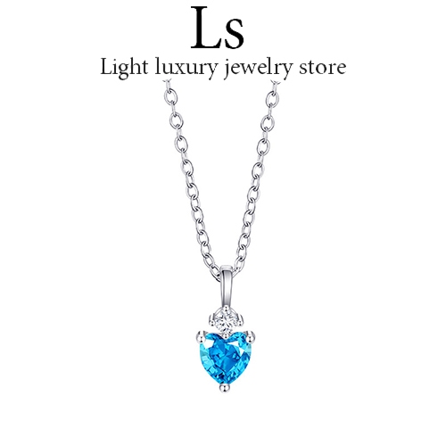 LS jewelry ✨สร้อยคอเงินบลูเลิฟ น้ำตาสีฟ้า เรียบง่าย รูปหัวใจ ของขวัญให้แฟนNO.55