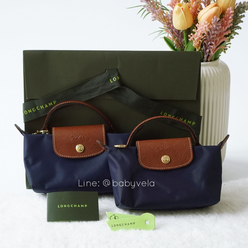 💥Longchamp💥 Le Pliage Pouch with Handle (Navy) ของแท้💯 (ไม่มีสาย)