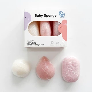 Bubble Beans ฟองน้ำเด็ก ใยบุกธรรมชาติ ไม่ระคายเคืองผิว 3ชิ้น/กล่อง รุ่น UW023/UW024/UW059