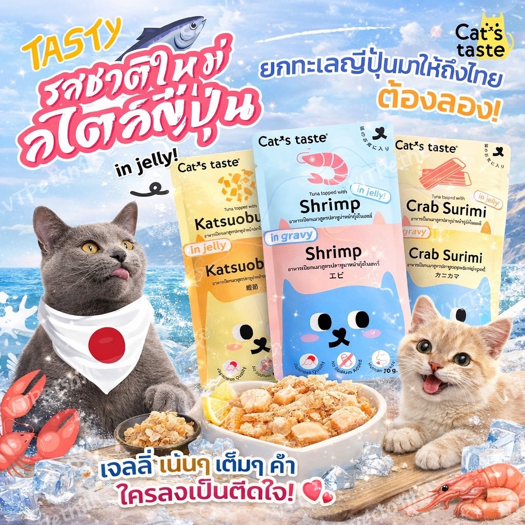 ( 48 ซอง ) อาหารเปียกแมว Cat’s Taste Sea food ( 48 ซอง )