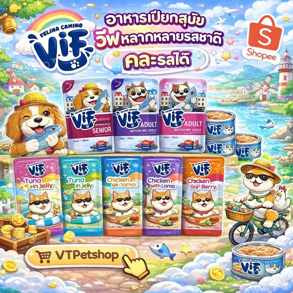 ( 12 ซอง ) 🔥 มี Token 🔥 VIF Felina Canino อาหารเปียกสุนัข เกรดพรีเมี่ยม สำหรับสุนัขทุกวัย ขนาด 75g ( 12 ซอง )