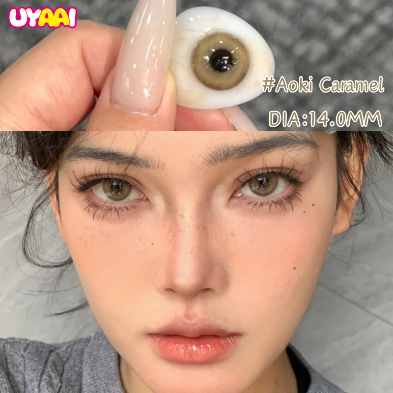 【0~6.00】UYAAI คอนแทคเลนส์สีน้ำตาล  🔥Aoki🔥 1 เดือน ค่าสายตา 14.0mm S size