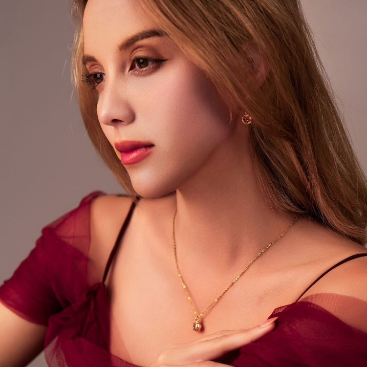 Vachana - Red Fire CZ Pomegranate Earrings & Necklace Set