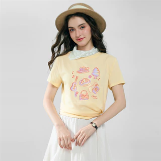 GIORDANO เสื้อยืดผู้หญิง Women's Comfort Printed Tee 05396238