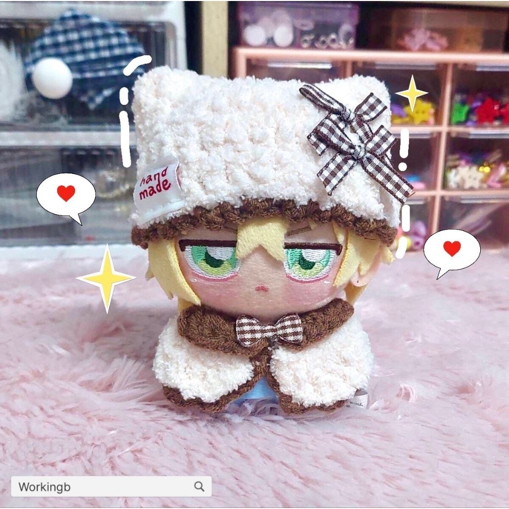 ชุดตุ๊กตา 10 cm: บีนนี่หูแมว+เสื้อคลุม (เฉพาะชุดไม่รวมตุ๊กตา)