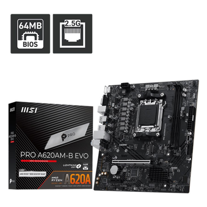 MAINBOARD (เมนบอร์ด)(AM5) MSI PRO A620AM-B EVO (3Y)