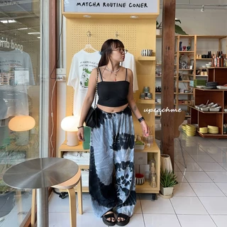 *มีส่งด่วน* upeachme(K16-21) KRAM PANTS กางเกงมัดย้อมพลัสไซส์ กางเกงขายาวทรงกระบอกใหญ่ ขายาวมัดย้อมวินเทจ ผ้าครามวินเทจ