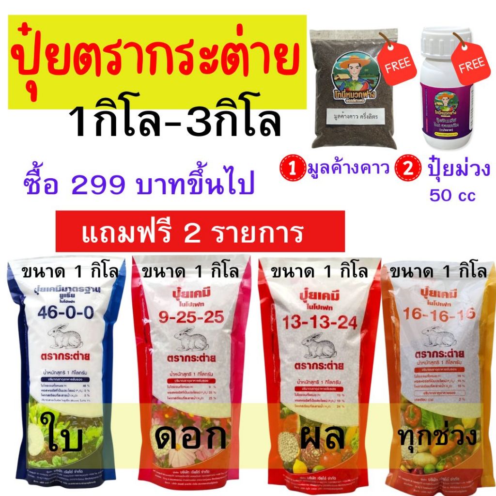ปุ๋ยตรากระต่าย เจียไต๋: เลือกสูตรไหนให้พืชโตสวย เร่งดอกผลดก