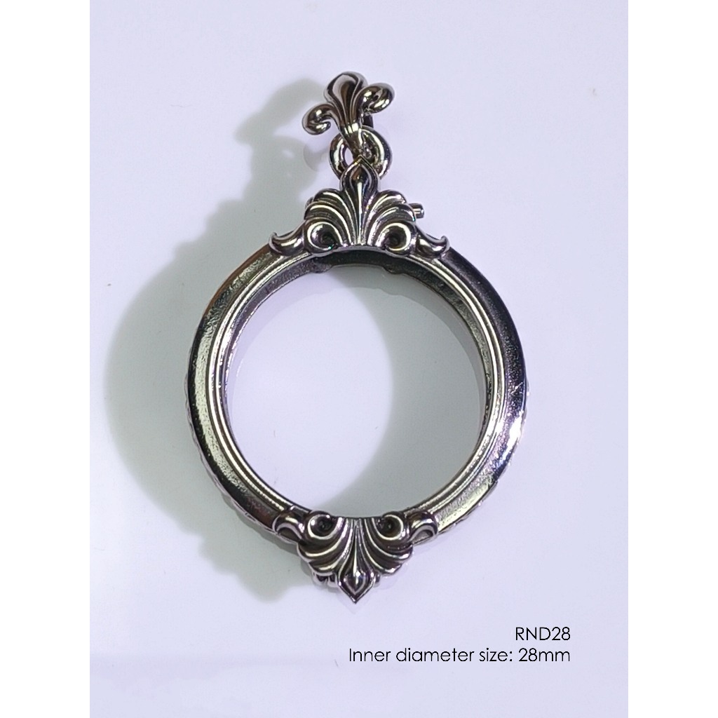 RND28Whitebrass กรอบพระไวท์บราส ภายในเหมาะสำหรับเหรียญประมาณ 28mm