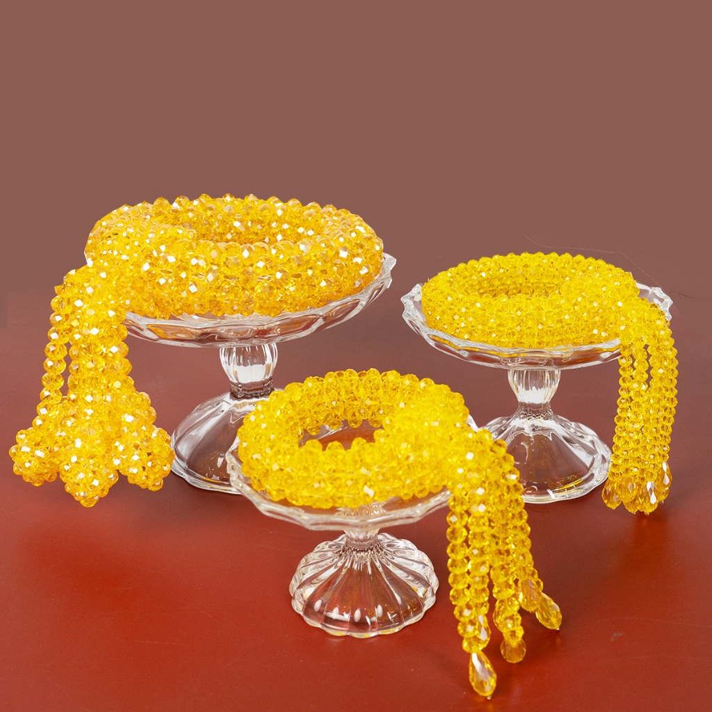 พวงมาลัยคริสตัลเหลือง พวงมาลัยไหว้พระ 3 ขนาด คริสตัลโมด้าแท้