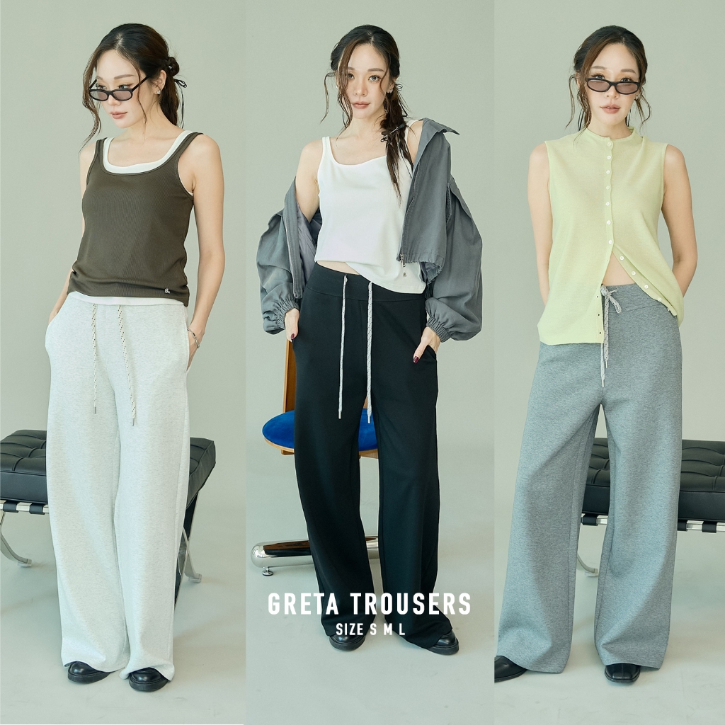 [GRETA TROUSERS] กางเกงผ้ายืดเนื้อหนากำลังดี ทิ้งตัวสวย ใส่สบาย ใครเบื่อกางเกงผ้าแบบเดิม ลองเปลี่ยนเป็นผ้ายืด ได้ลุคคูลๆ
