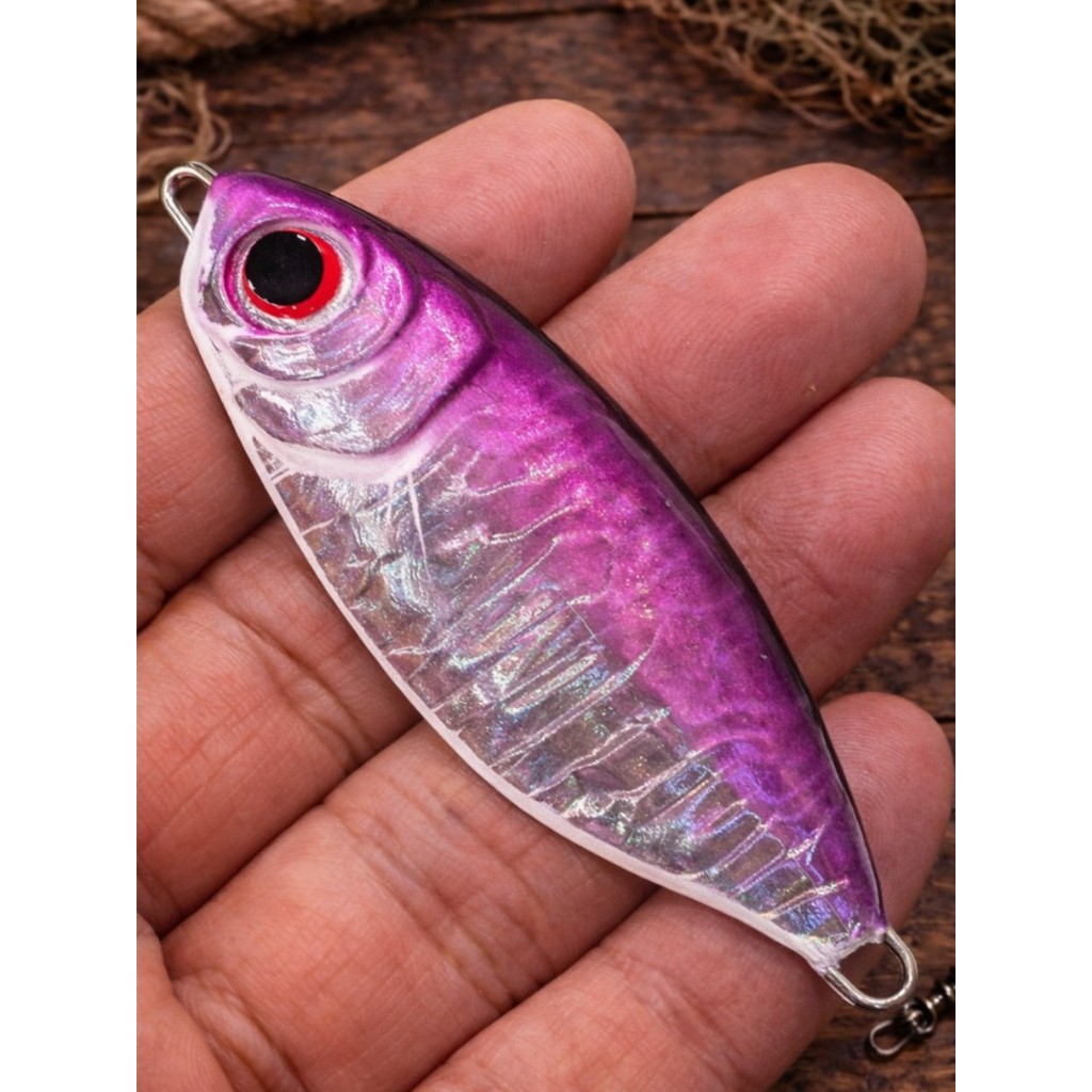 A-016 เหยื่อจิ๊กสีชมพู Pink Hologram Jig 50g-110g งานทะเล รูปที่ 4