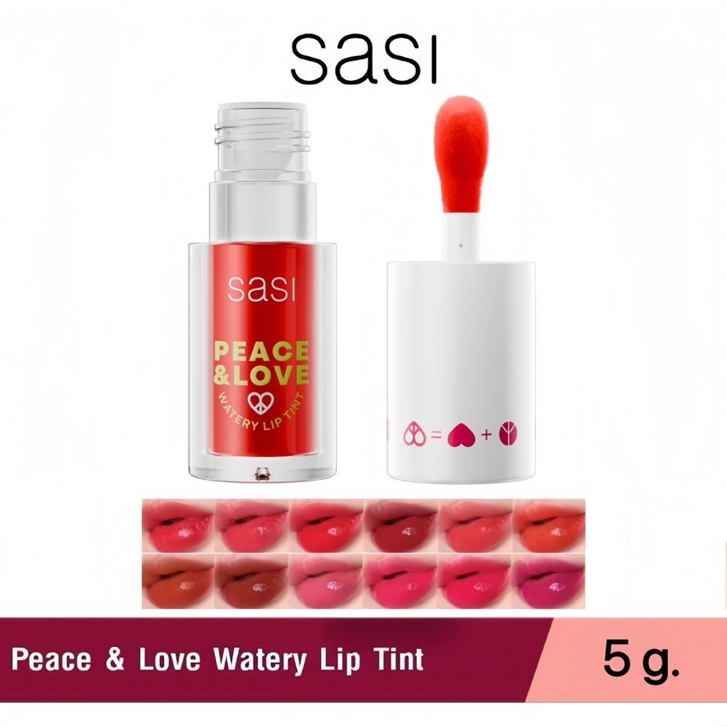 พร้อมส่ง | Sasi Peace & Love Watery Lip Tint ศศิ พีซ แอนด์ เลิฟ วอเตอร์รี่ ลิป ทินท์ 5 g. #เลิฟ