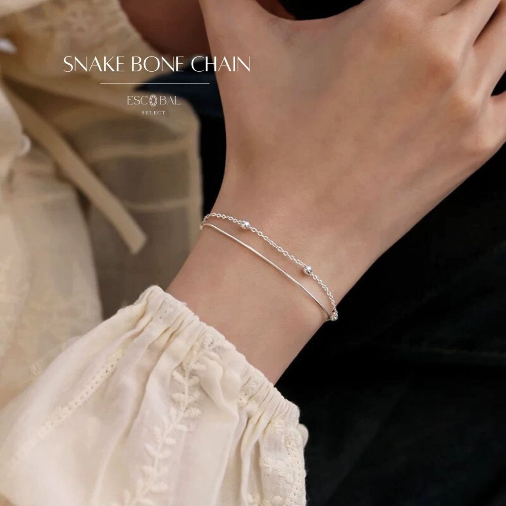 ESCOBAL สร้อยข้อมือเงิน Snake Bone Chain กำไลข้อมือเงิน สร้อยข้อมือแฟชั่น ข้อมือเงิน ปรับขนาดได้