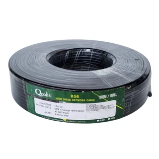 สายนำสัญญาณ Qoolis RG-6 ซิลด์ 60% 100 เมตร (สีดำ)