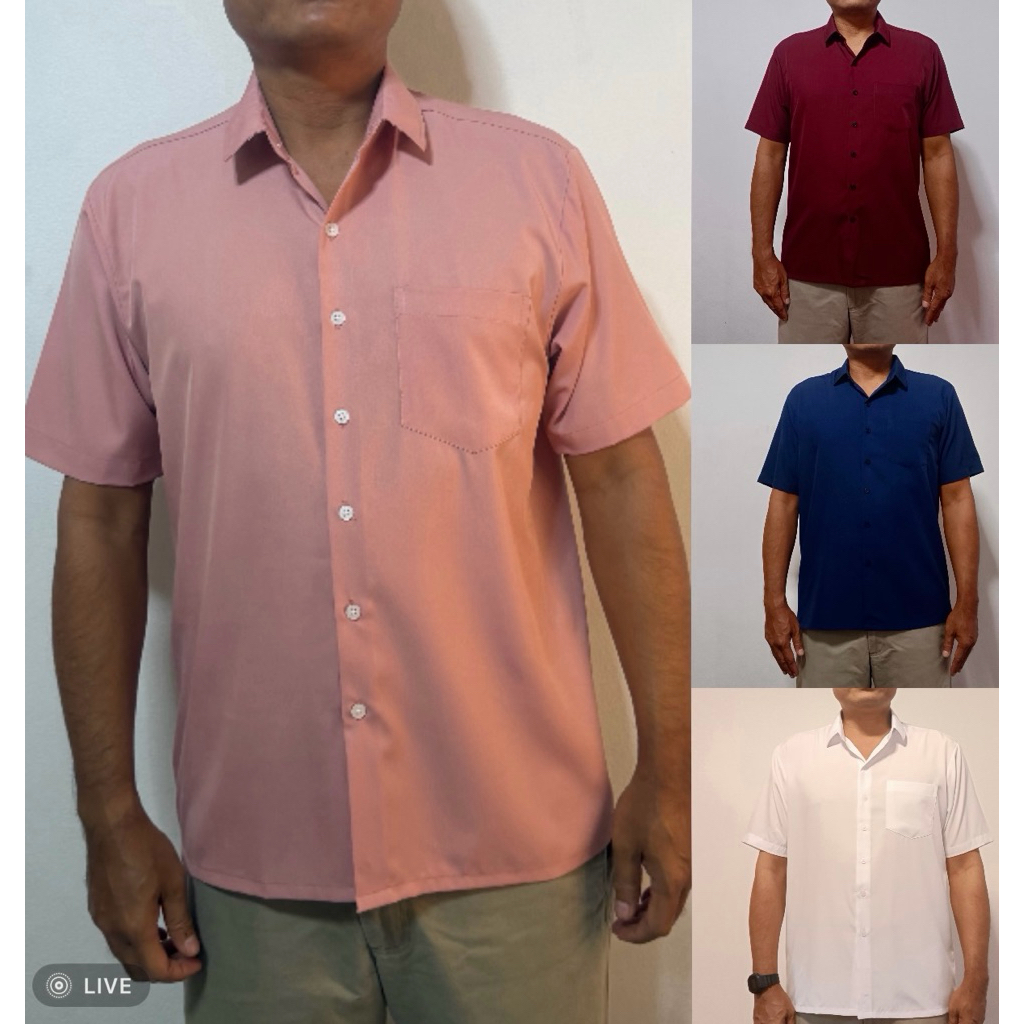 เสื้อเชิ้ต เชิ้ตคอปกแขนสั้น 13 สี ผ้าไหมอิตาลี(ผลิตไทย) รีดง่าย ยับยาก ใส่สบาย ไม่อมเหงื่อ
