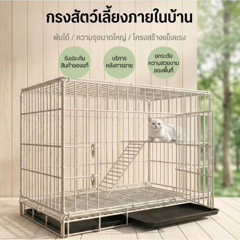 กรงสัตว์เลี้ยง สองชั้นกรงสัตว์เลี้ยงกรงหมากรงแมวกรงกระต่าย กรงเหล็ก นอนสบาย กรงสุนัขพับได้