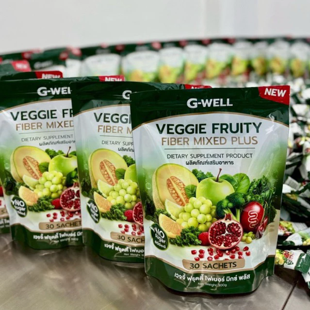 Veggie Fruity Fiber mixed Plus ไฟเบอร์ผักผลไม้รวม ห่อใหญ่ 30 ซอง ไฟเบอร์ตราจีเวลล์ thumbnail 5
