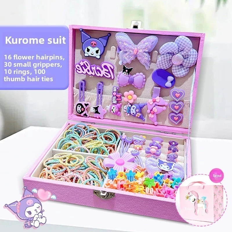 เซตอุปกรณ์ตกแต่งผมเด็กหญิง Kuromi Cinnamoroll 156 ชิ้น บรรจุกล่องของขวัญ ของขวัญวันเกิดเด็ก สั่งซื้อชำระเงินปลายทาง COD