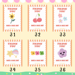 🔥สติกเกอร์กันน้ำ 100%💦 ชุด ขอบคุณ Thank You ลายน่ารัก ขนาด 4.5x4.8 cm ได้ 66 ดวง