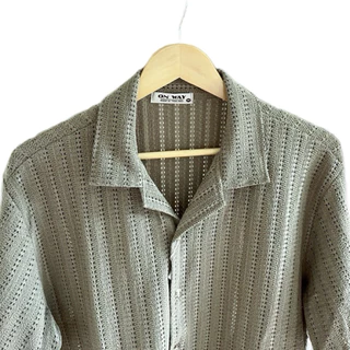 Knit collection - เสื้อถักแขนสั้นสีพื้น ลายฉลุ