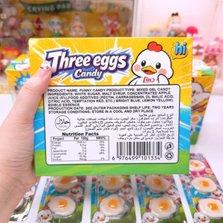เยลลี่กัมมี่ไข่ 3 ฟอง แคนดี้ 1 กล่อง 30 แผง [ 1 แผง 3 ชิ้น ]
