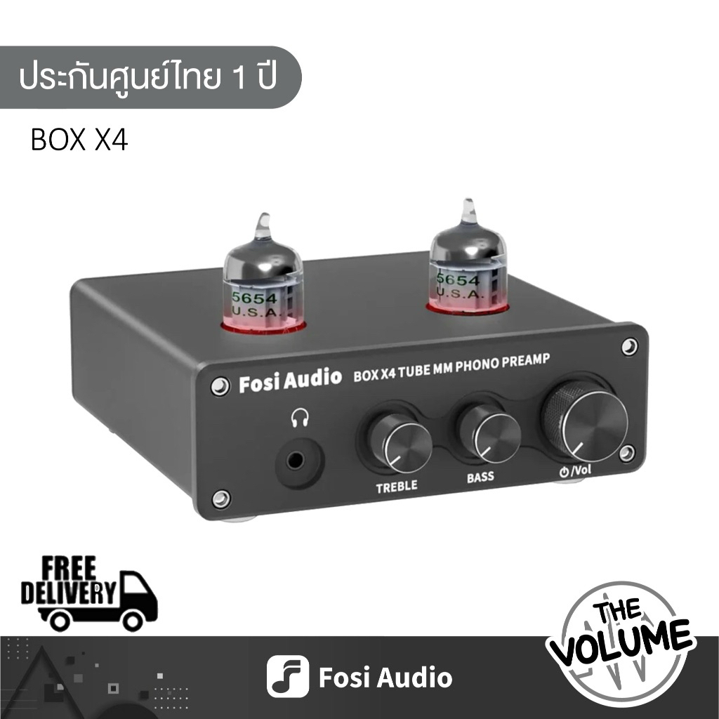 Fosi Audio BOX X4 Vacuum Tube MM Phono Preamp/Headphone Amplifier JAN 5654W x2 ปรับเบสแหลมได้