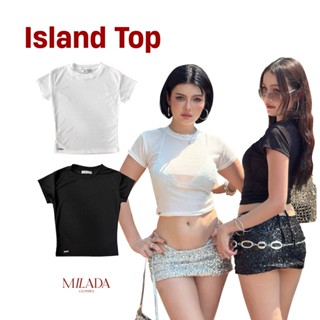 Island top เสื้อซีทรูยืดผ้าสลาฟ (4028)