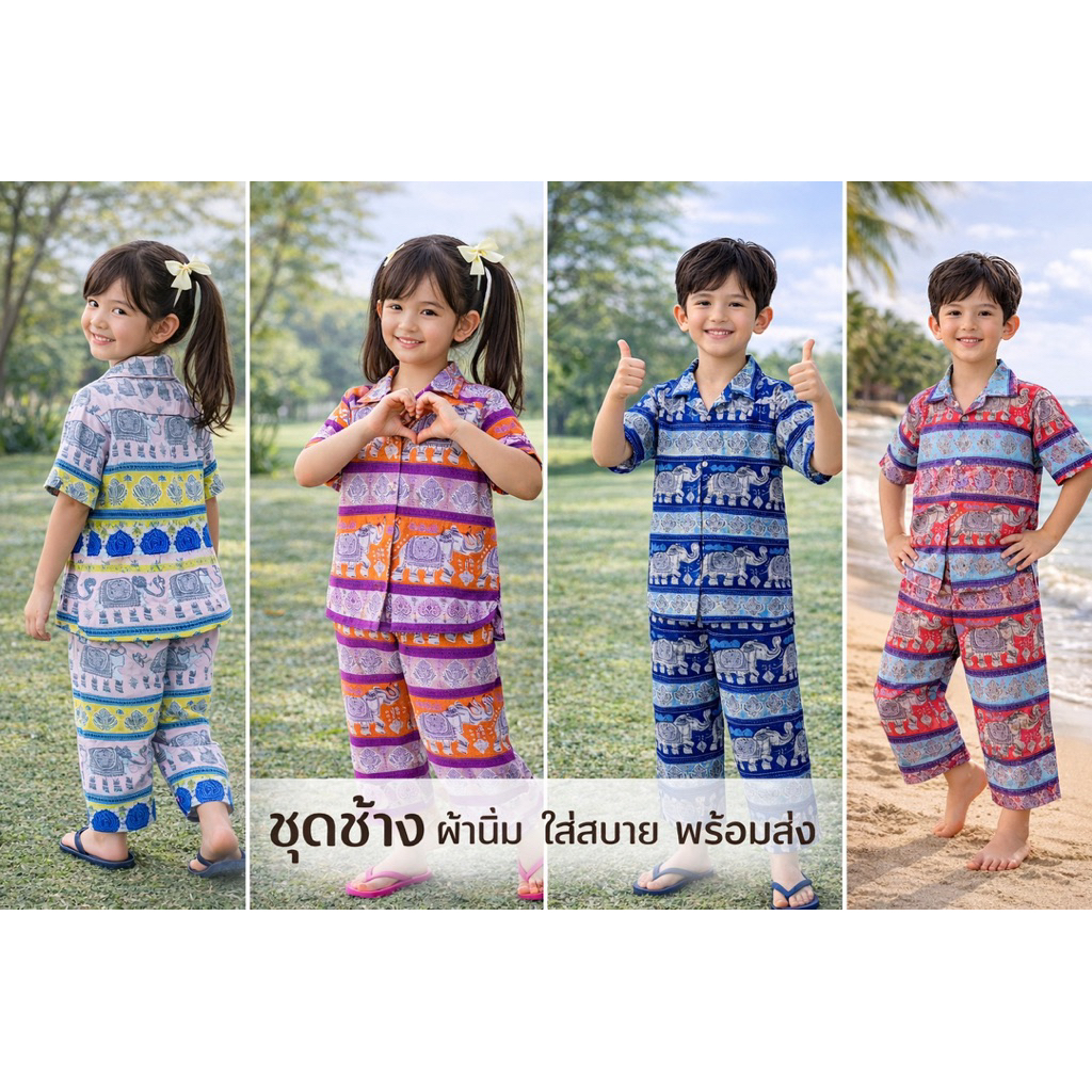 ชุดเซทลายช้างหญิงชาย