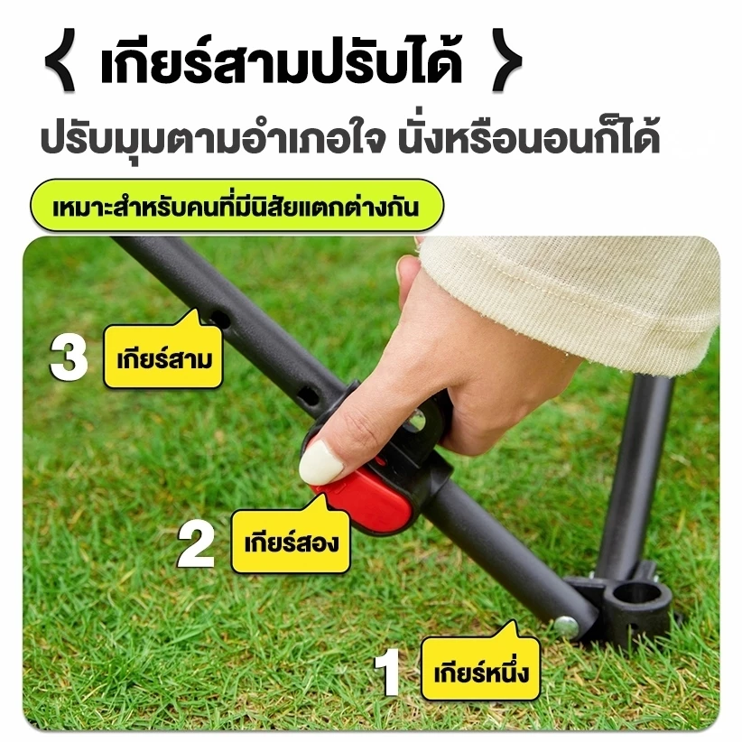 เก้าอี้แคมป์ปิ้งพนักพิงสูง พับได้แบบพกพา ท่ออลูมิเนียม thumbnail 4