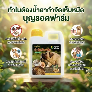 [ขายดี] กำจัดเห็บหมัดสุนัข บุญรอดฟาร์ม สมุนไพรสูตรเข้มข้น ป้องกันการกลับมา