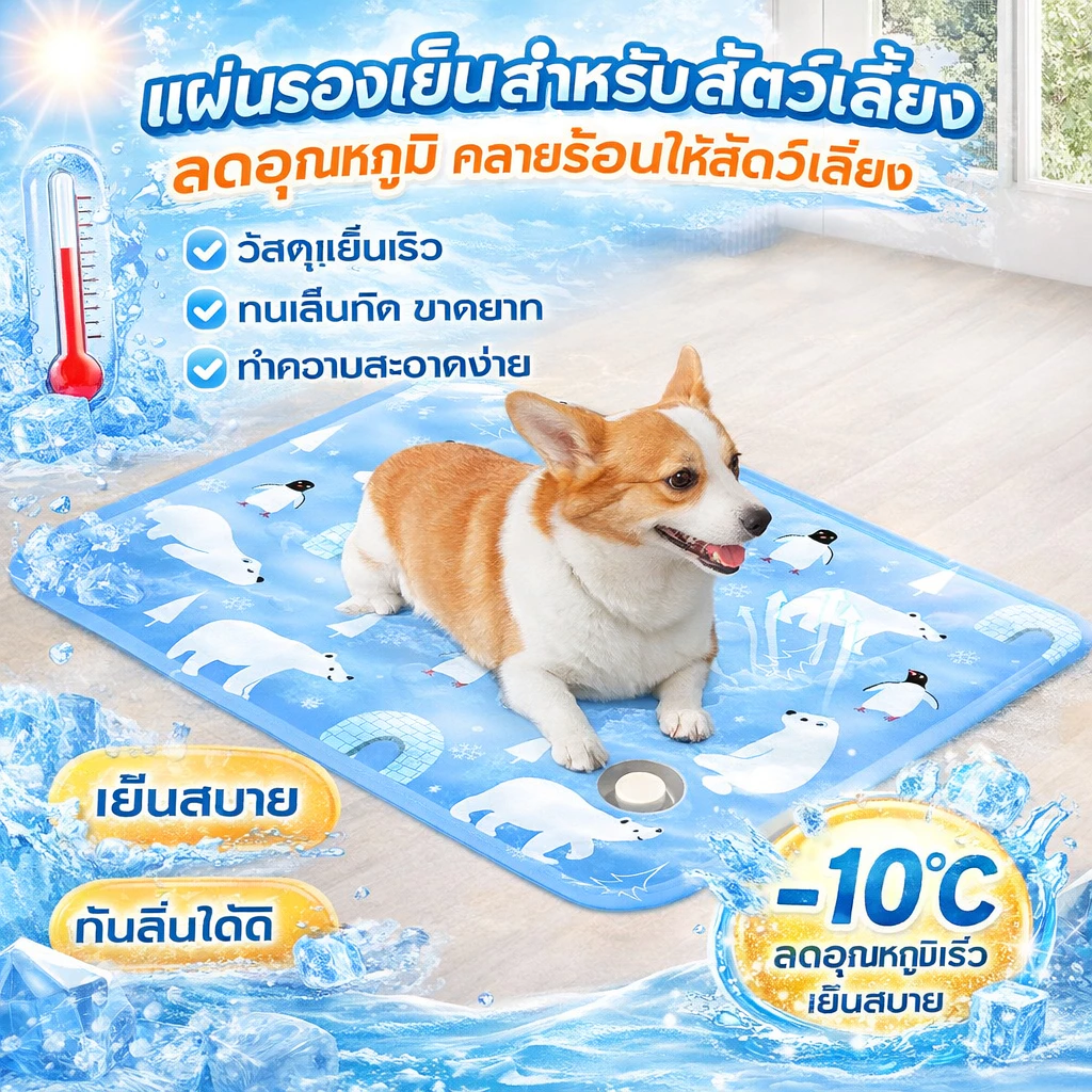 ผู้ใหญ่ อเนกประสงค์ ที่นอนเจลเย็น แผ่นเจลเย็น เบาะนอนเย็น ใช้หลังจากเติมน้ำแล้ว ที่นอนสัตว์เลี้ยง แผ่นเจลเย็นแมวสุนัข