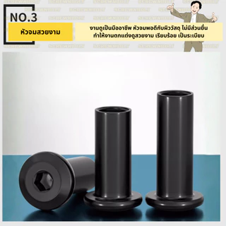 สกรูตัวเมีย เกลียวใน หัวจม กลมแบน งานเฟอร์ สแตนเลส 304 ชุบดำ เกลียวมิล หยาบ M5 M6