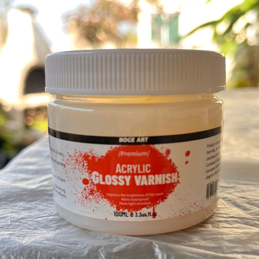 Acrylic Glossy Varnish น้ำยาเคลือบเงาอะคริลิก [100ml] Color Protection & Enhancement, Surface Finish, Versatility