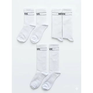 ถุงเท้าครึ่งแข้ง Movic ขนาดเด็กและผู้ใหญ่ สีขาว ใส่ออกกำลังกาย เที่ยว