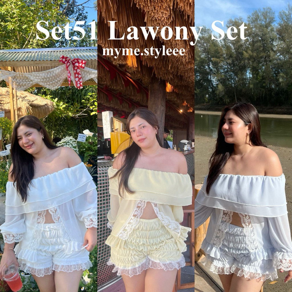 Set51 Lawony Set เซตลูกไม้สาวอวบ - myme.styleee