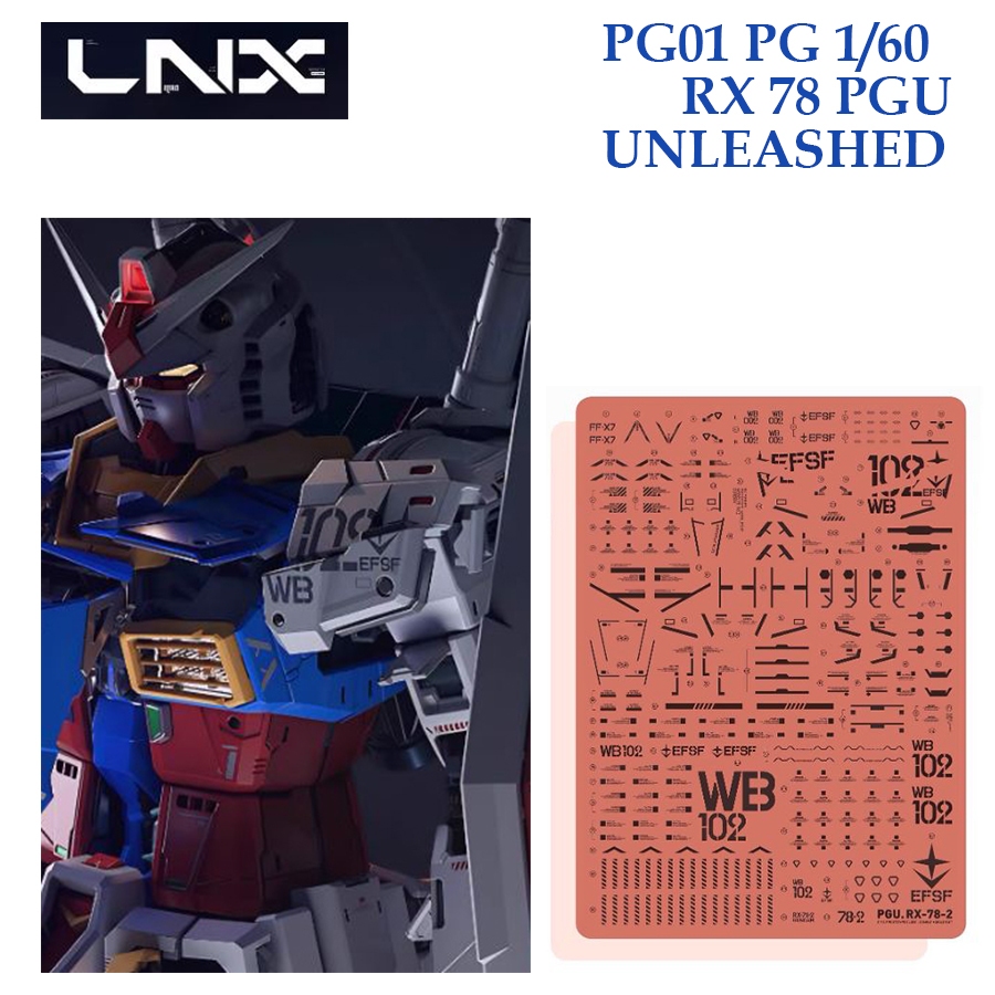 [LNX ] PG01 PG 1/60 RX 78 PGU UNLEASHED GUNDAM WATER SLIDE DECAL