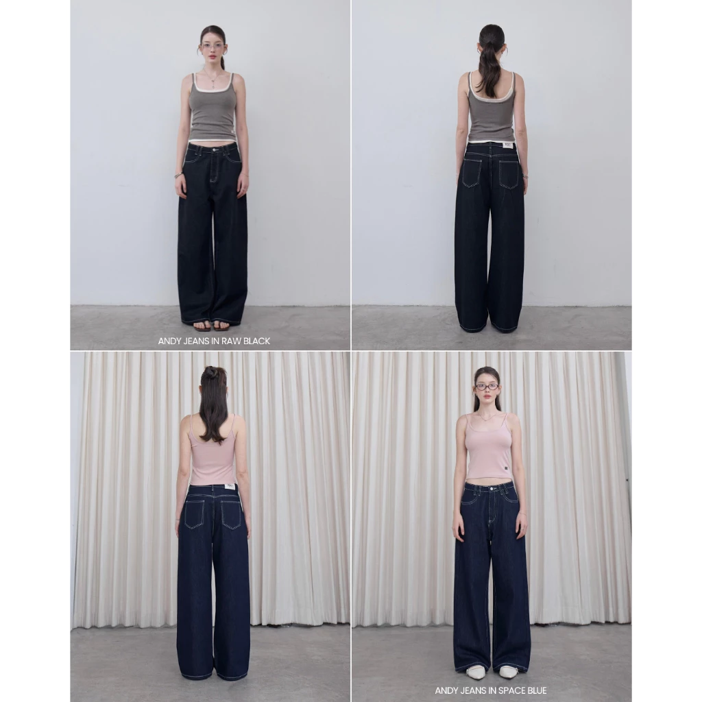Riley.apparels - Andy Jeans กางเกงยีนส์กระบอกใหญ่ เก็บเอวพรางหุ่น 7006 thumbnail 3