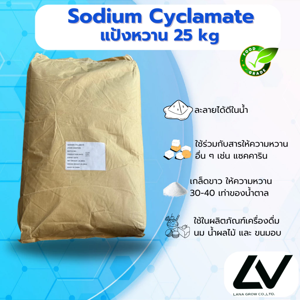 Sodium Cyclamate (China) : โซเดียมไซคลาเมต (แป้งหวาน) (จีน) 25kg